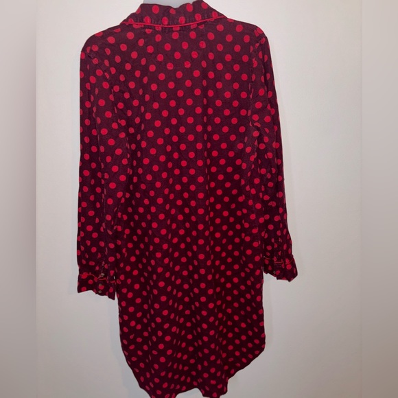 Land’s End Flannel Night Shirt Polka Dot Print Women’s M •EUC - Picture 2 of 3
